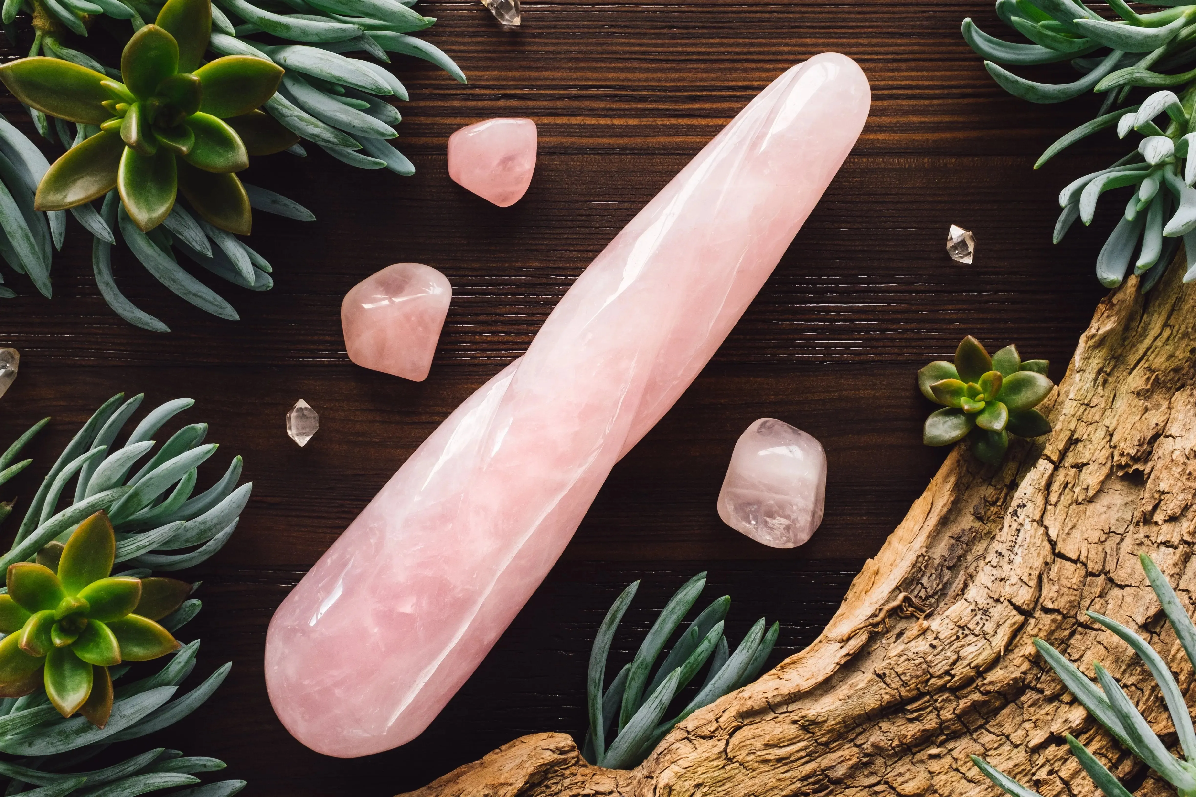 Twisted Rose Quartz Yoni Wand