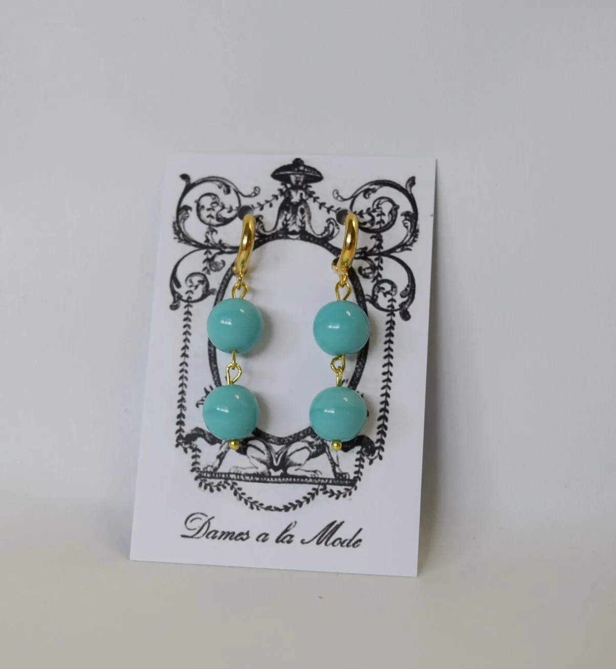 Two-stone glass Turquoise earrings