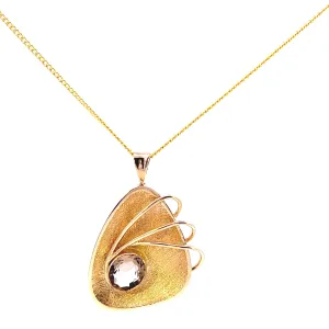 Unique 9ct Yellow Gold Smokey Quartz Pendant/Brooch