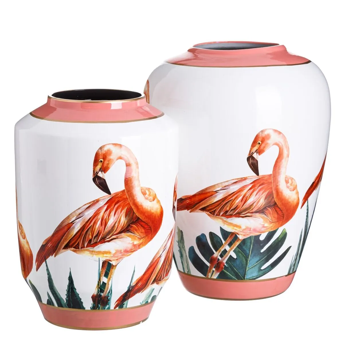 Vase Ceramic Coral White Pink flamingo 36 x 36 x 48 cm