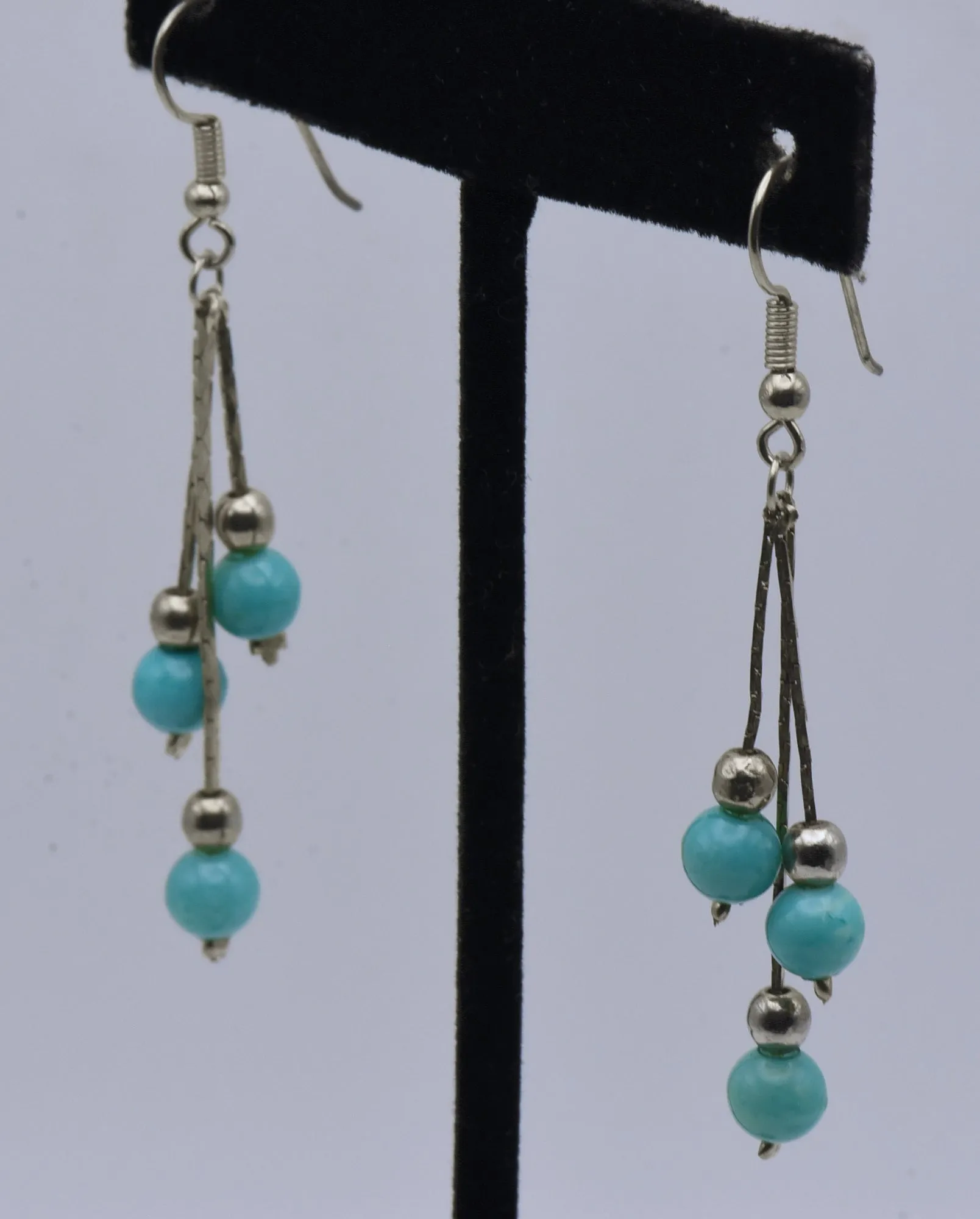 Vintage Imitation Turquoise Bead Dangle Earrings