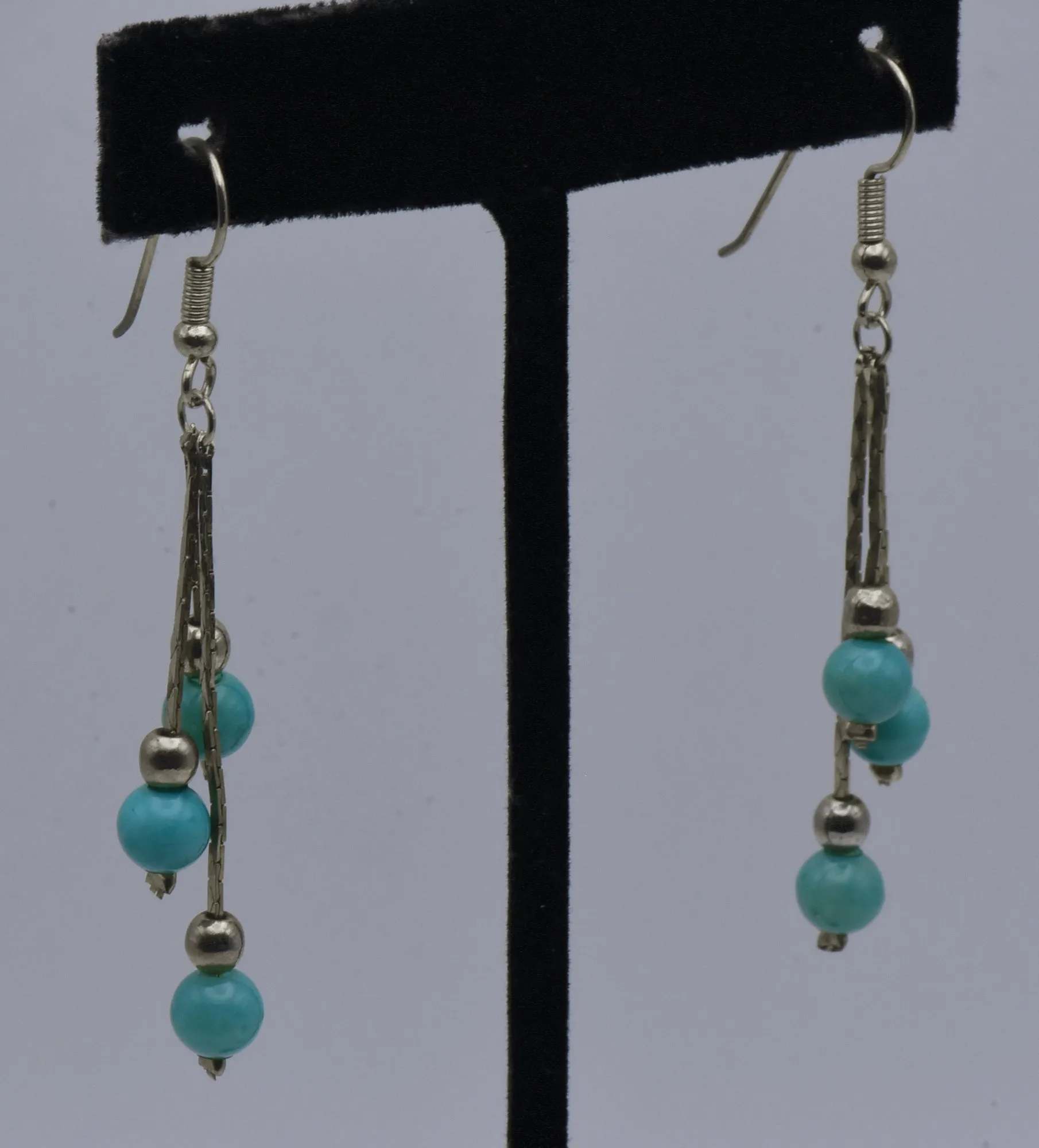 Vintage Imitation Turquoise Bead Dangle Earrings