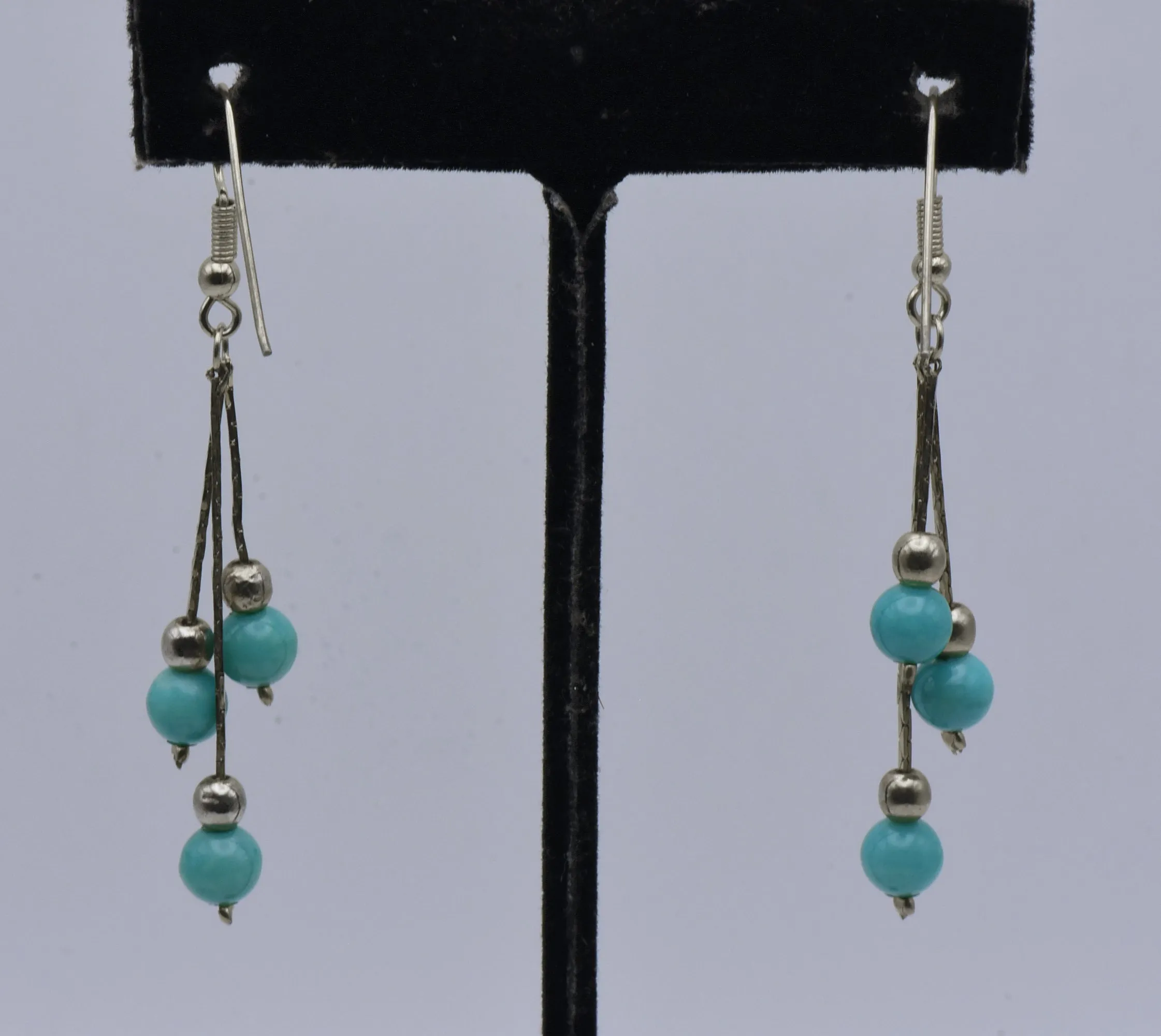 Vintage Imitation Turquoise Bead Dangle Earrings