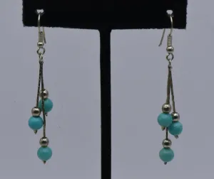 Vintage Imitation Turquoise Bead Dangle Earrings