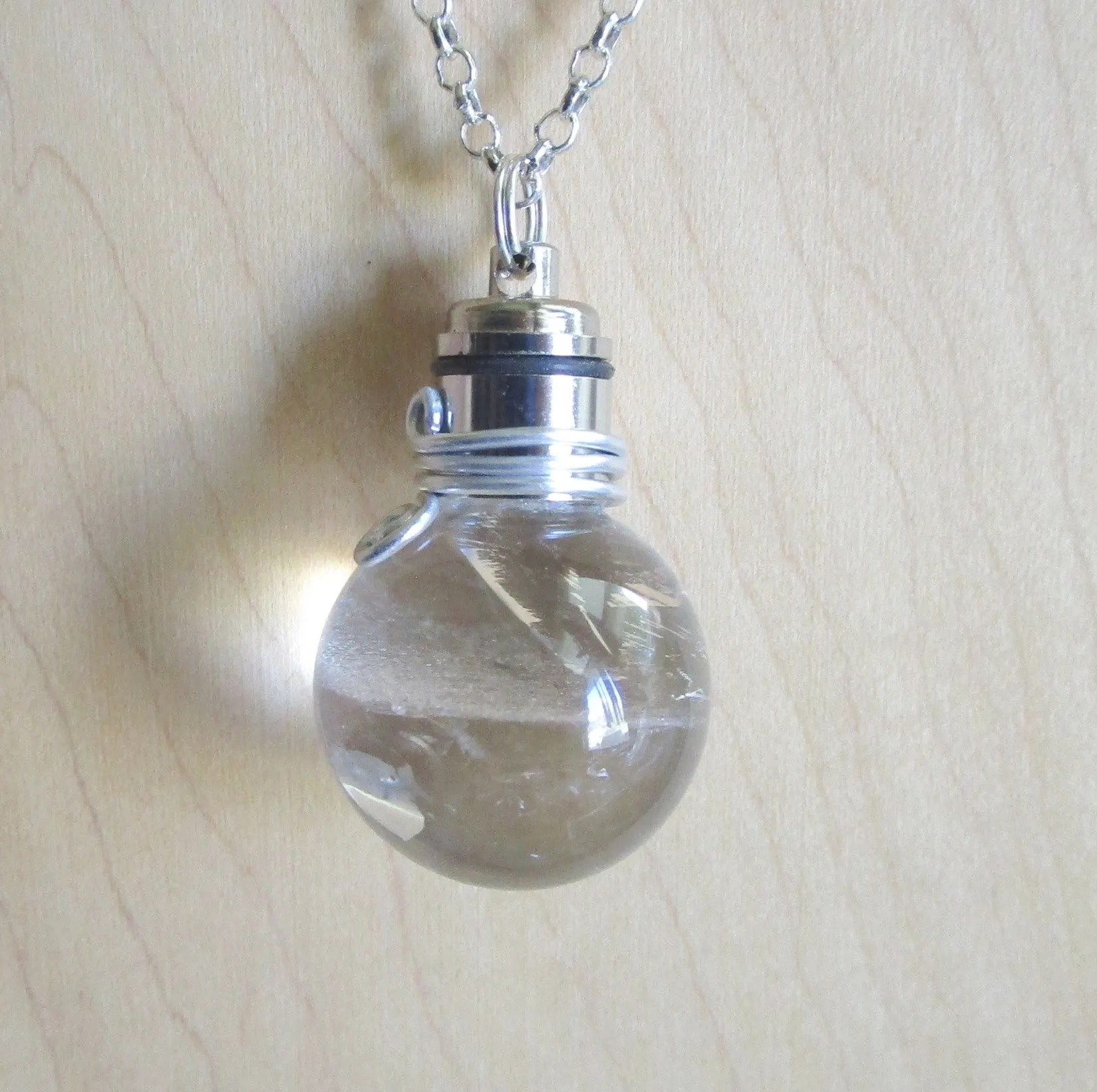 Water Elemental Blue LED Light Up Quartz Crystal Ball Pendant