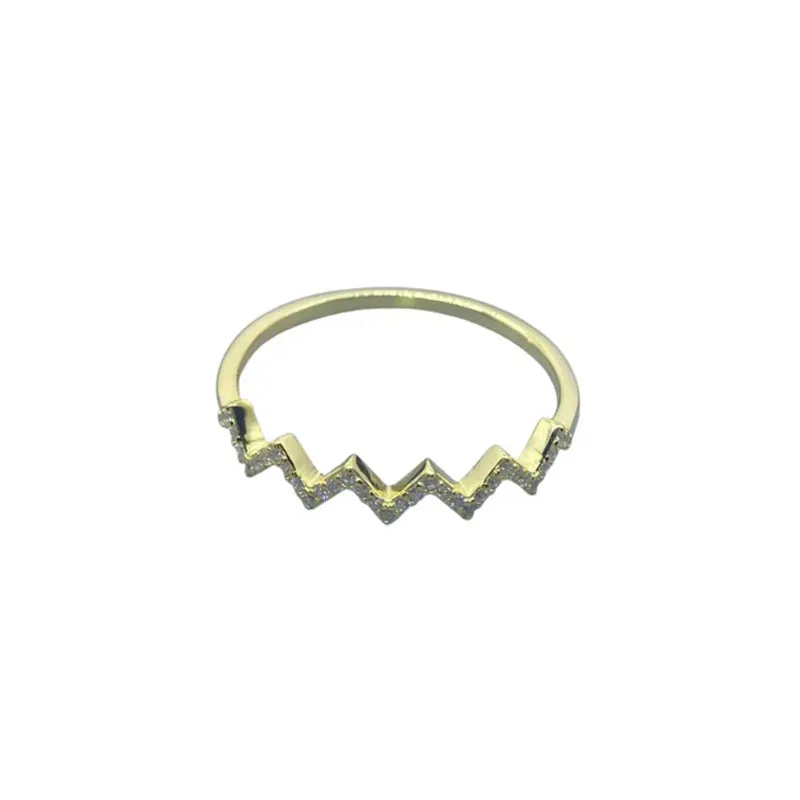 Wave Pattern zigzag wavy adjustable open Zircon Inlaid Ring for women or as a gift