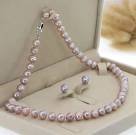 White Akoya Pearl Necklace Earrings Jewelry Sets for Women-Bridal Jewelry Gift