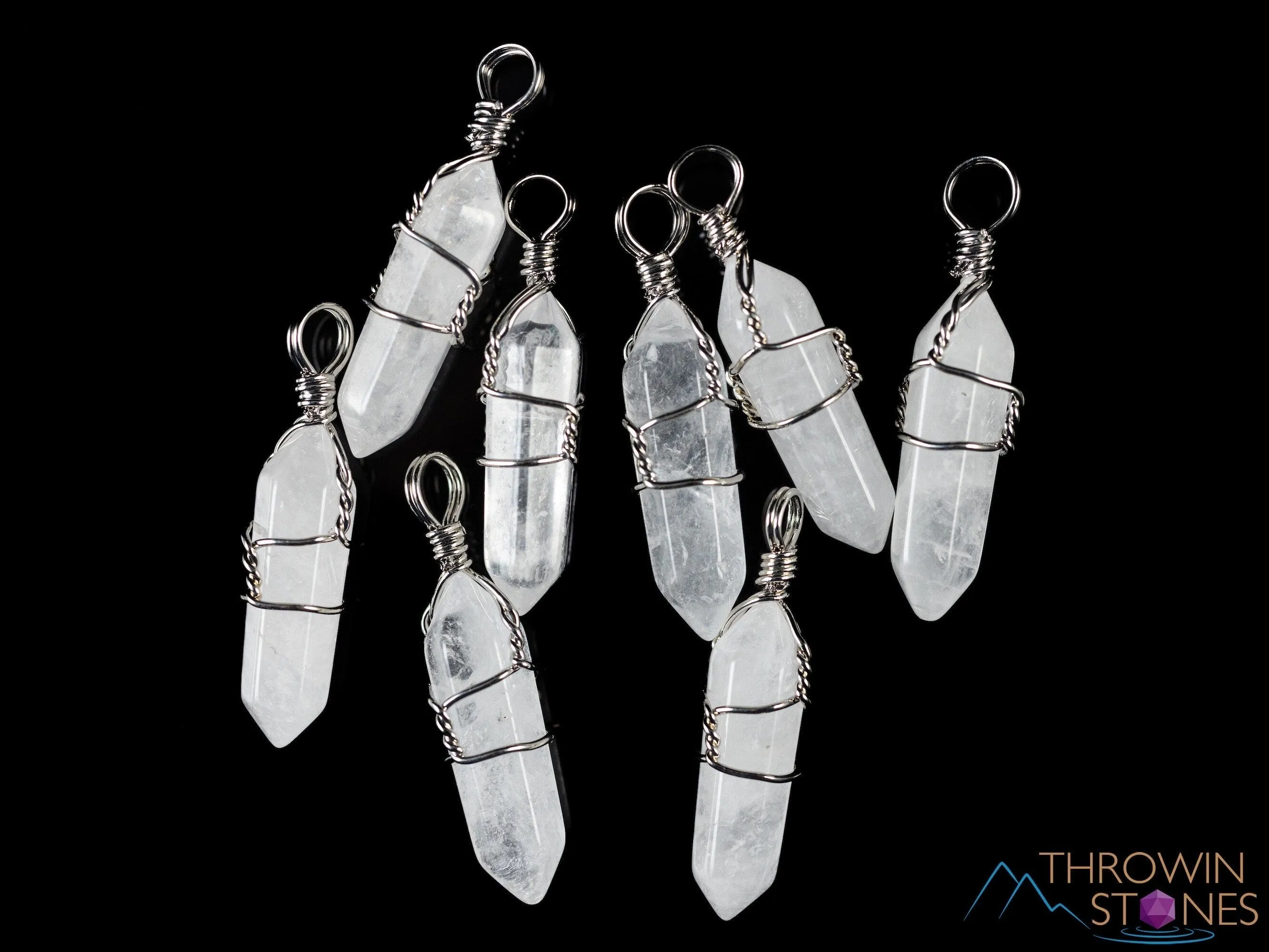 WHITE or CLEAR QUARTZ Crystal Points Pendant - Wire Wrapped Crystal Necklace, Handmade Jewelry, Healing Crystals and Stones, E0140