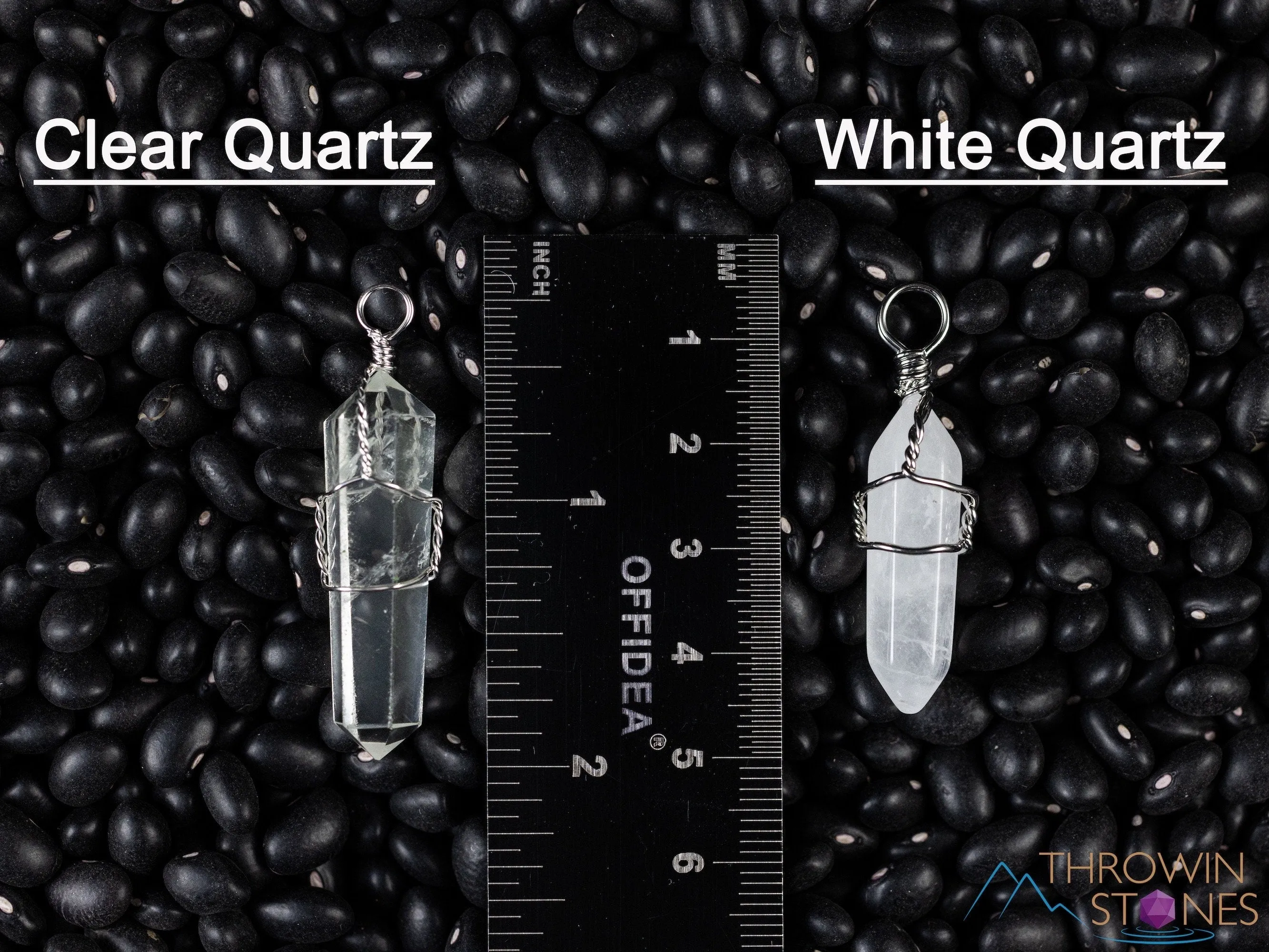 WHITE or CLEAR QUARTZ Crystal Points Pendant - Wire Wrapped Crystal Necklace, Handmade Jewelry, Healing Crystals and Stones, E0140