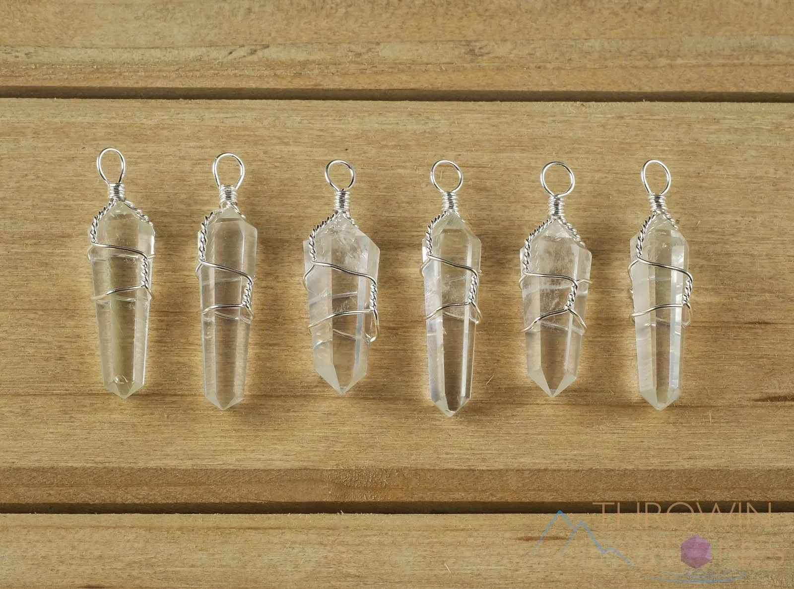 WHITE or CLEAR QUARTZ Crystal Points Pendant - Wire Wrapped Crystal Necklace, Handmade Jewelry, Healing Crystals and Stones, E0140