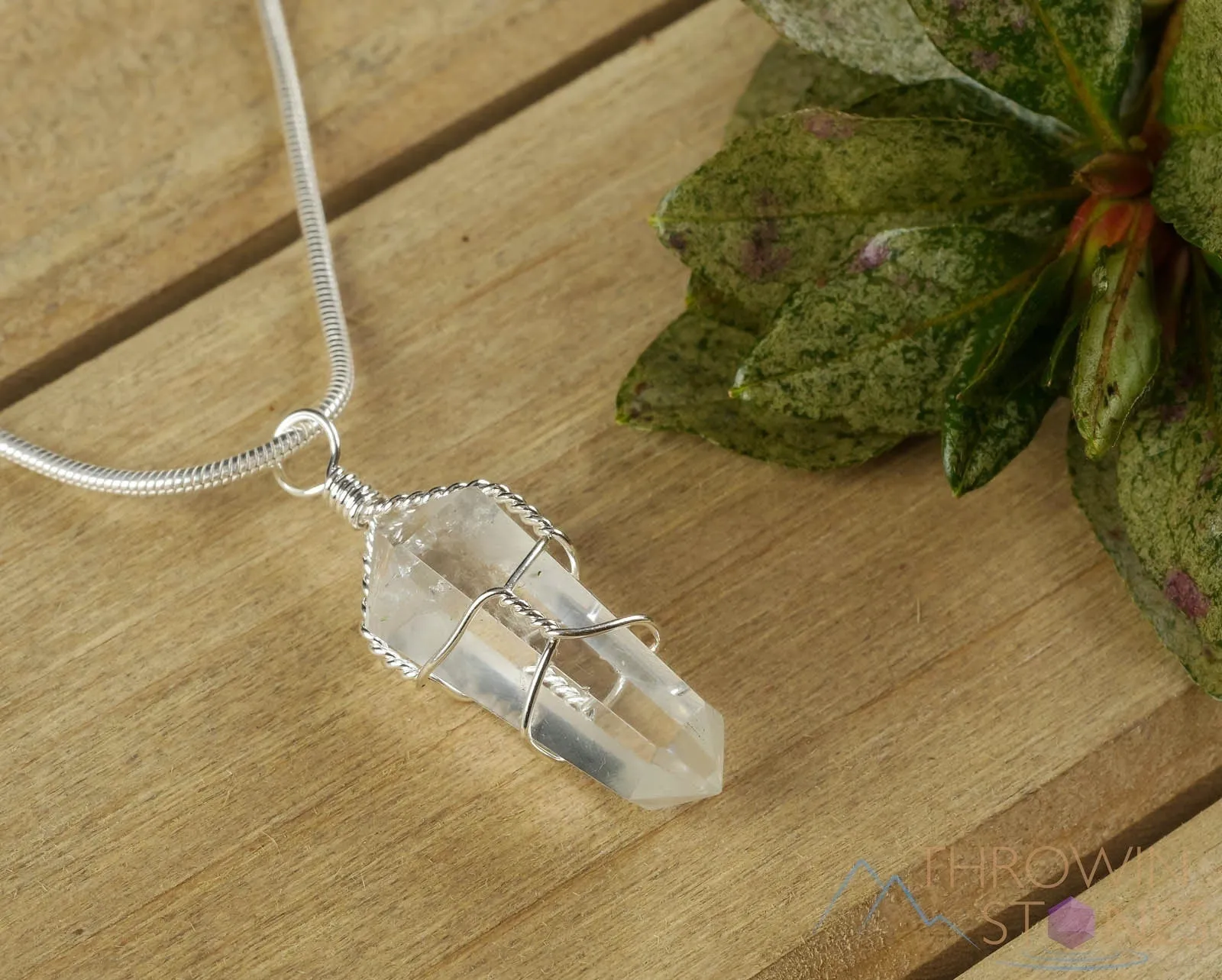 WHITE or CLEAR QUARTZ Crystal Points Pendant - Wire Wrapped Crystal Necklace, Handmade Jewelry, Healing Crystals and Stones, E0140