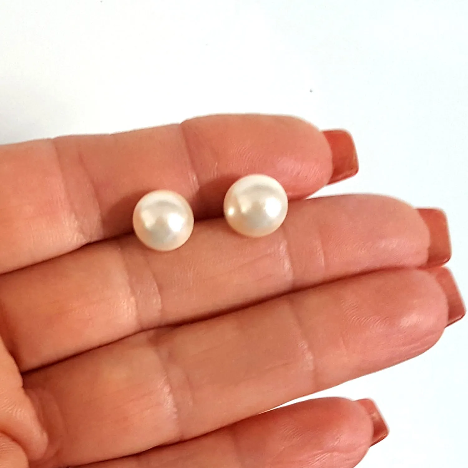 White Shimmer -  Swarovski Pearl Studs & Shell Pearl 2-Way Long Dangle | KJ-389E Handmade Earrings