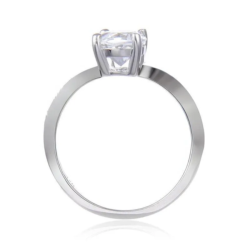 White Topaz Solitaire Engagement Ring