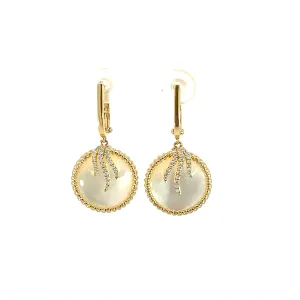 Yellow Diamond Cut Earrings with Mother Of Pearl