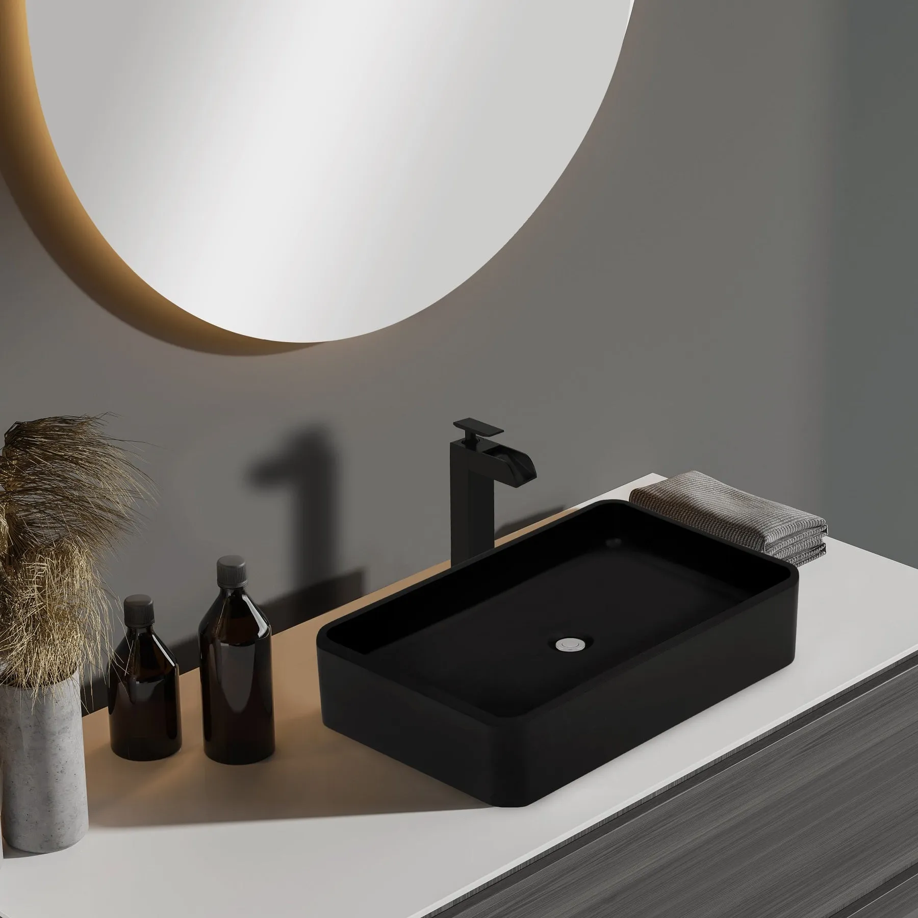 ZLINE 24" Siena Square Vessel Bath Sink in Matte Black (SK-QVSQ-MB-24)